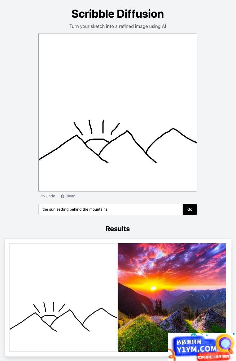 Scribble Diffusion 开源涂鸦 AI 绘画草图变成精致图像源码插图