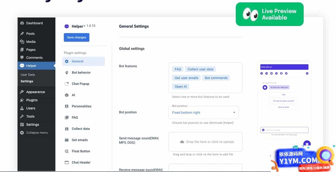 WordPress 插件 OpenAI 聊天机器人 – Helper助手破解版 1.0.18插图2